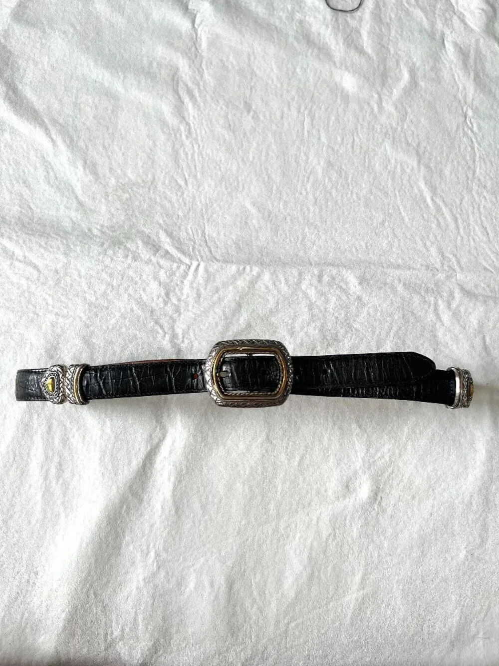 Brighton leather belt Marcus Two-Tone Reversible metal links size 32 hearts